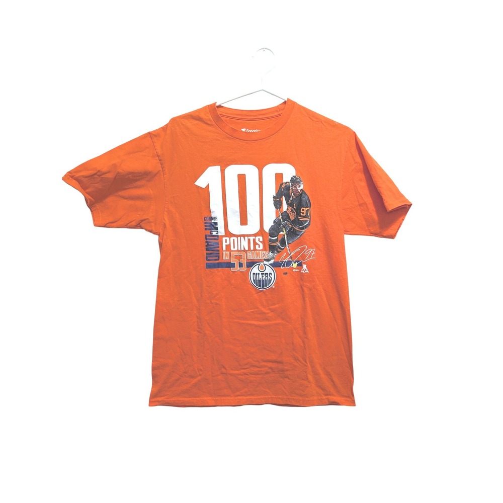 Edmonton Oilers Connor McDavid 100 Points Shirt Mens M Fanatics NHL‎